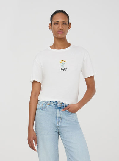 T-shirt ampia con ricamo fiore