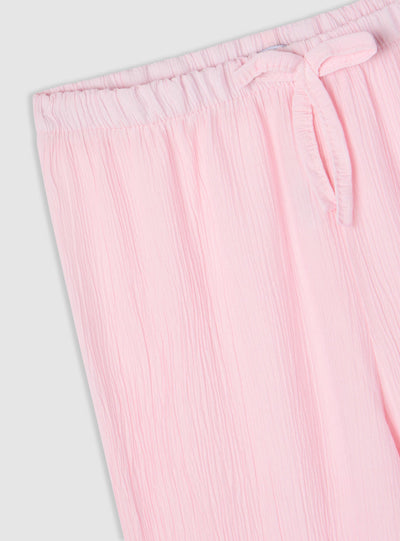 Pantaloni wide leg goffrati con coulisse