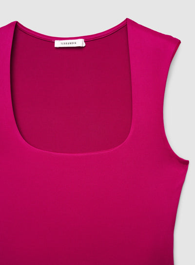 Top crop with square neckline in a solid colour