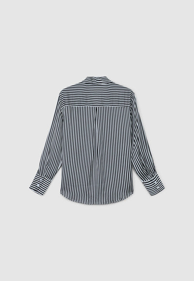Camicia ampia a righe effetto raso
