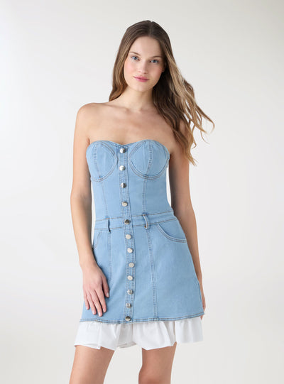 Einfarbiges Bustierkleid mit Knöpfen