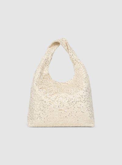 Borsa hobo con ricami e paillettes