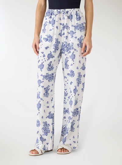 Pantaloni wide leg con stampa paisley