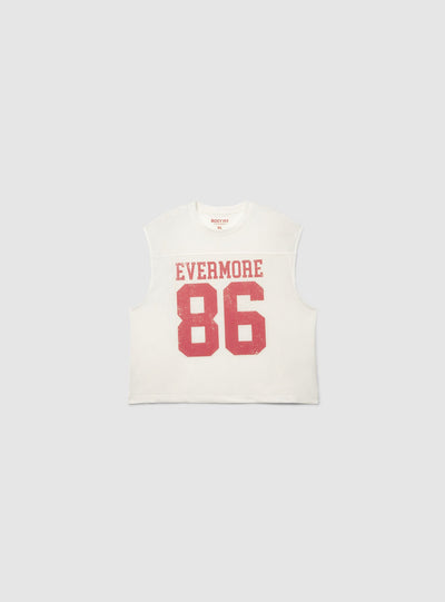 T-shirt boxy smanicata in rete con stampa college