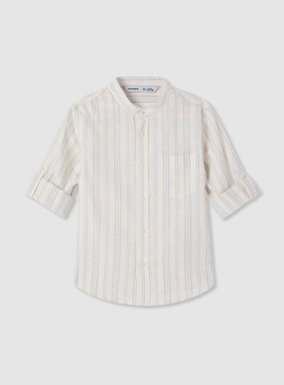 Camicia a righe effetto lino