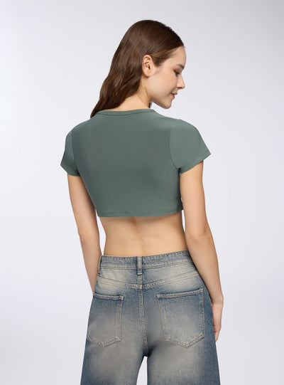 T-shirt crop con incrocio