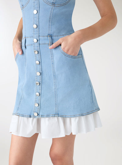 Einfarbiges Bustierkleid mit Knöpfen