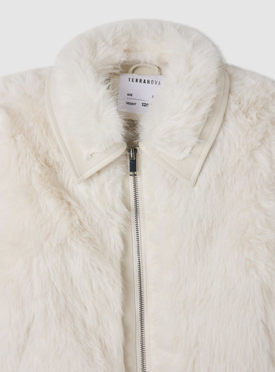 Giacca corta in pelliccia sintetica con zip