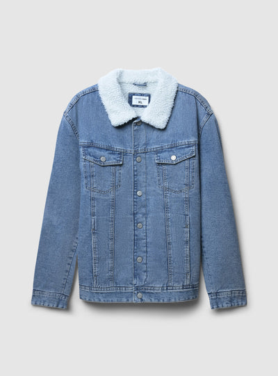 Giubbino denim con interno similpelo
