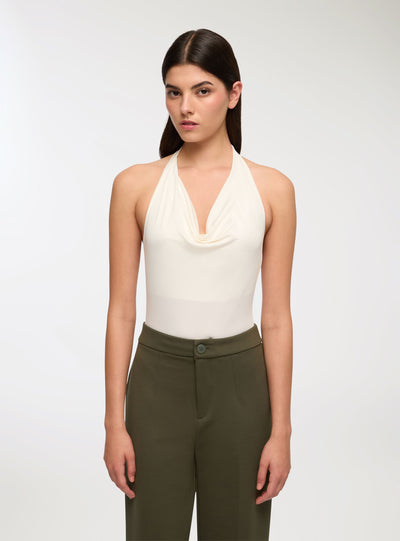 Body con scollo drappeggiato
