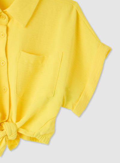 Camicia corta con nodo e taschino