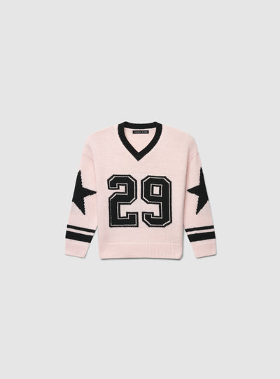 Maglia stile college con scollo a V