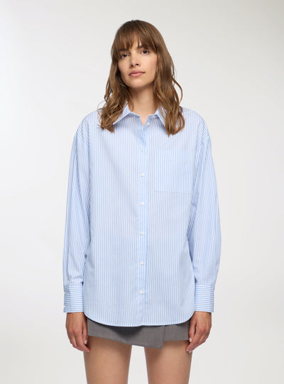 Camicia ampia a righe in popeline