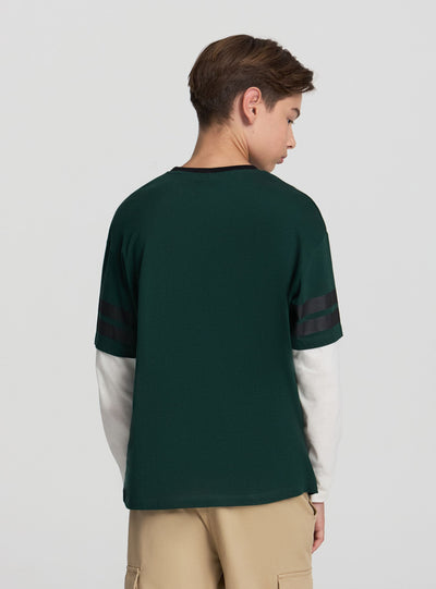 T-shirt maniche lunghe doppiate con bande
