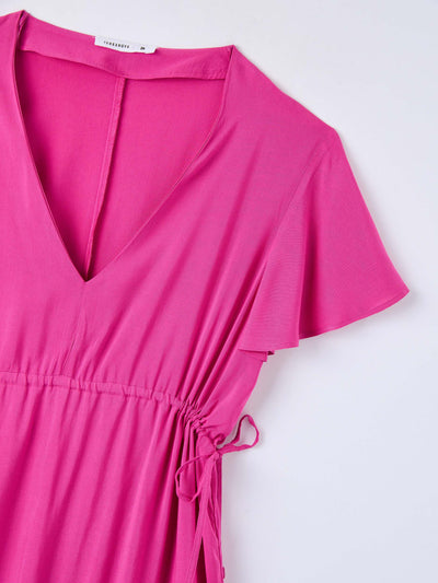 Vestito corto con coulisse e balza