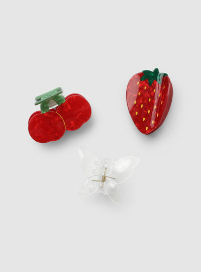Pack of 3 hair clips with decorations