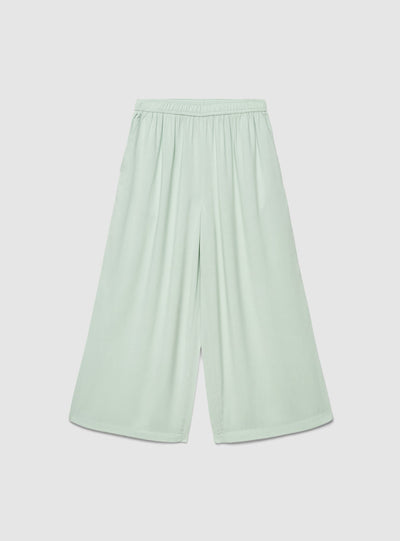 Pantaloni palazzo crop con elastico in vita