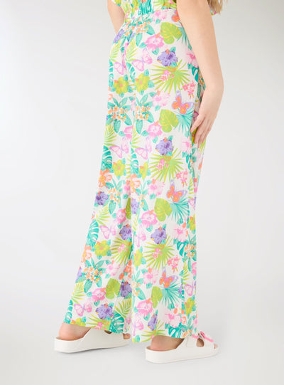 Pantaloni wide leg con stampa fiori