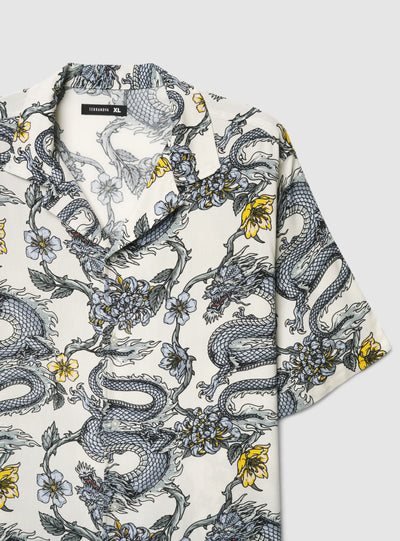 Camicia bowling con stampa dragoni