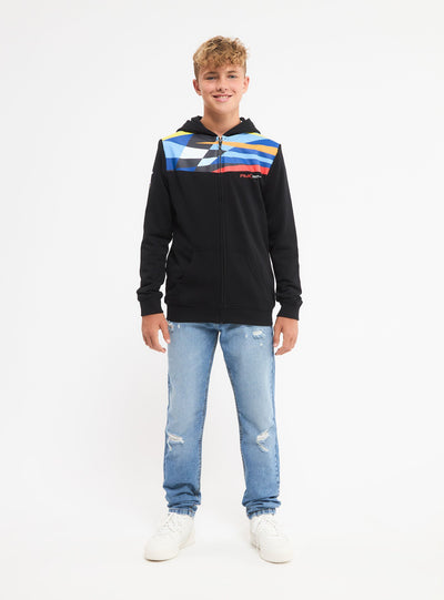 Hoodie with front/back print and zip