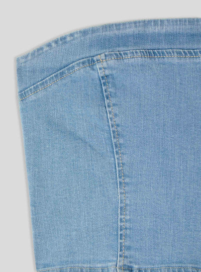 Top in denim a fascia