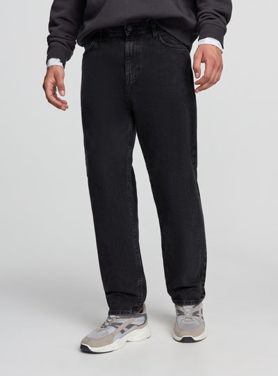 Jeans baggy a tinta unita