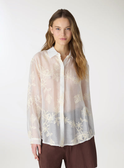 Camicia ampia con ricami floreali