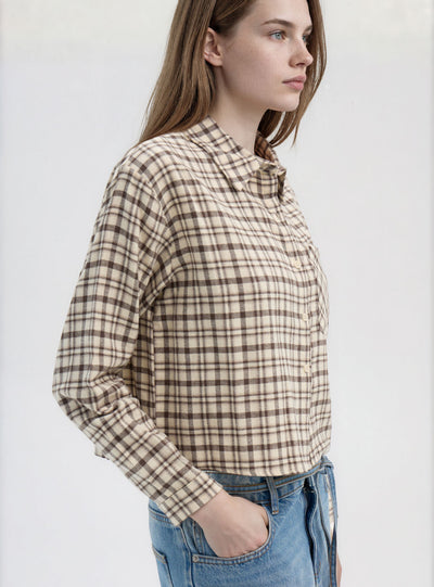 Camicia crop a quadri