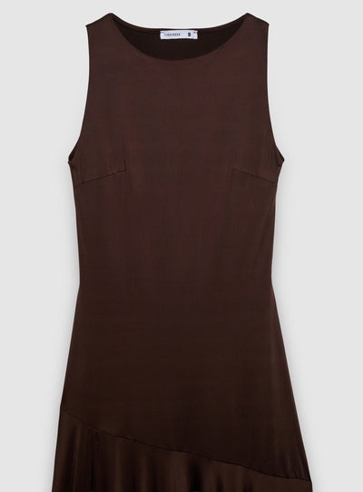 Vestito lungo svasato con spacco .