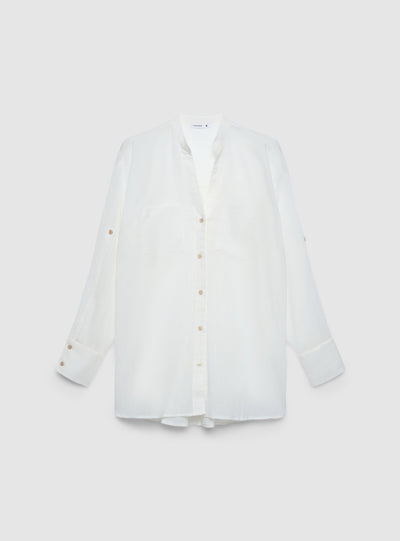 Camicia con collo coreana e taschini