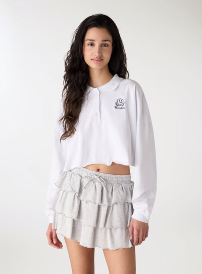 T-shirt polo crop boxy con ricamo
