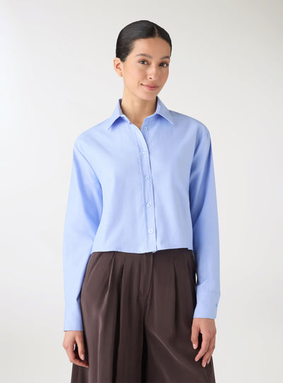 Camicia crop in tinta unita