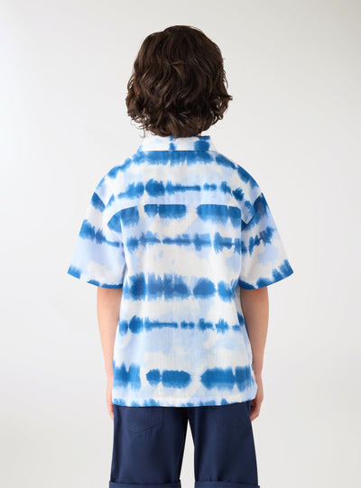 Camicia effetto lino fantasia tie dye