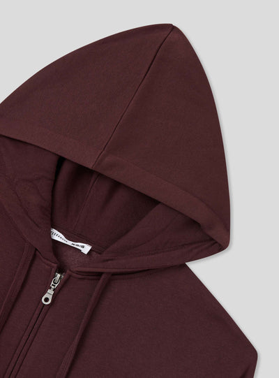 Sweat-shirt épais, uni, maxi avec capuche et zip