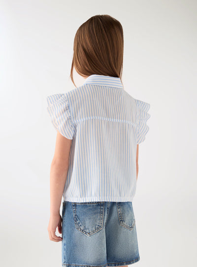 Camicia effetto lino a righe con nodo