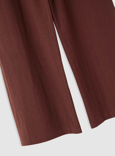 Weite Hosen mit elastischem Bund aus Leinenmischung