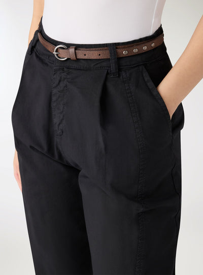 Pantaloni lunghi balloon a tinta unita con cintura