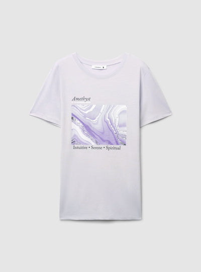 T-shirt z nadrukiem o efekcie laminowanym