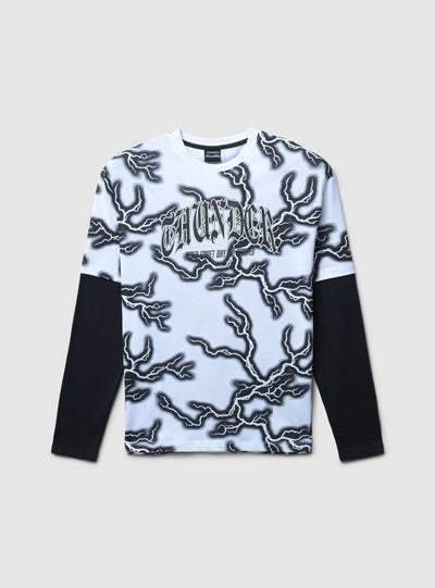 T-shirt con stampa fulmini