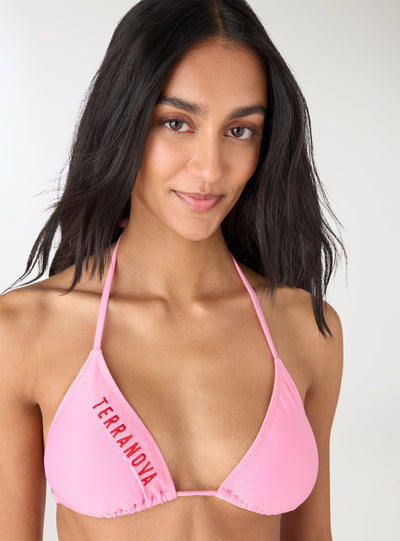 Reggiseno bikini triangolo a tinta unita con logo