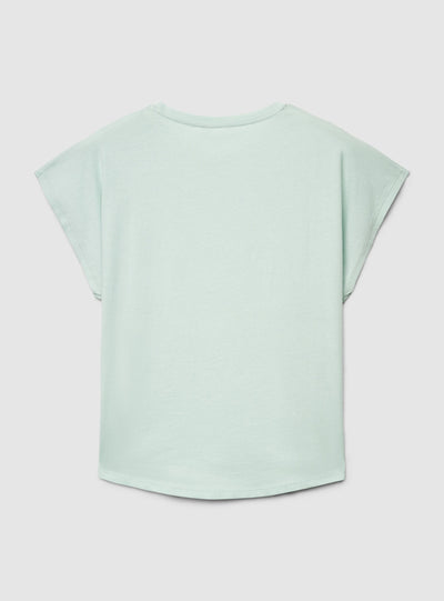T-shirt con stampa fiori e paillettes