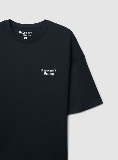 T-shirt boxy con stampa gotica fronte/retro