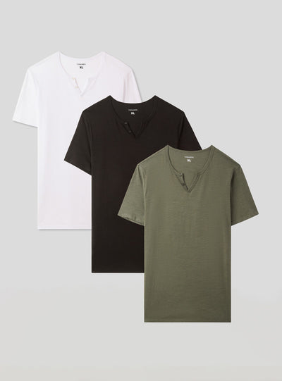 Pack 3 t-shirt serafino tessuto fiammato