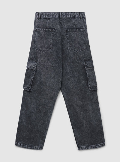 Jeans cargo superbaggy effetto slavato