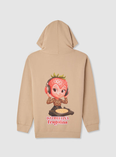Felpa con cappuccio e stampa fragola