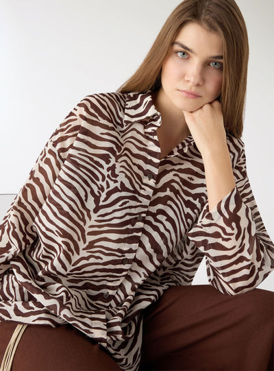 Camicia lunga con stampa animalier