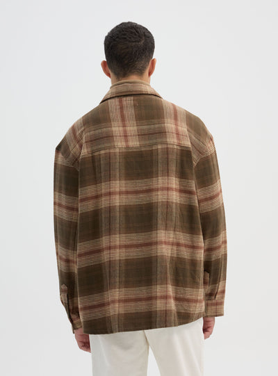 Camicia manica lunga a quadri con taschino