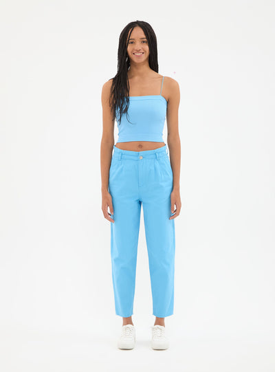 Seamless ribbed tank top with thin straps