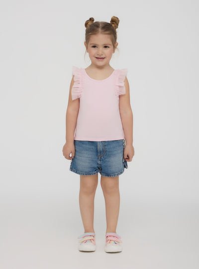 Top spalle larghe in tulle