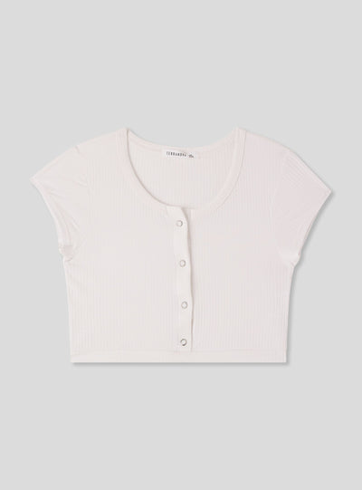 T-shirt crop con bottoni